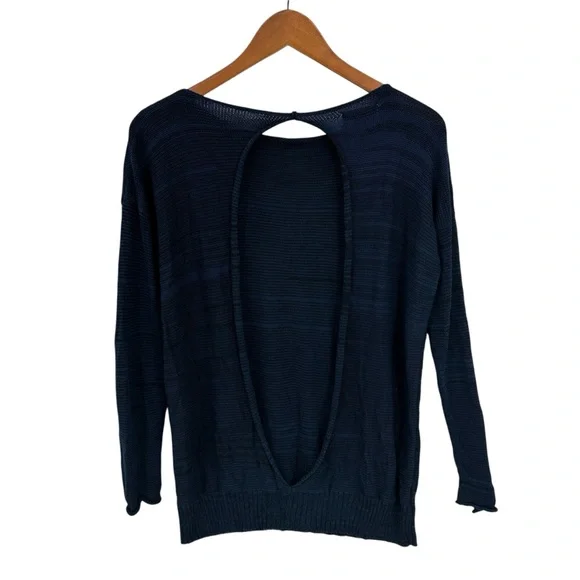 PICO VELA Sweater Bamboo Open Back Art Tunic Blue - Picture 2 of 7